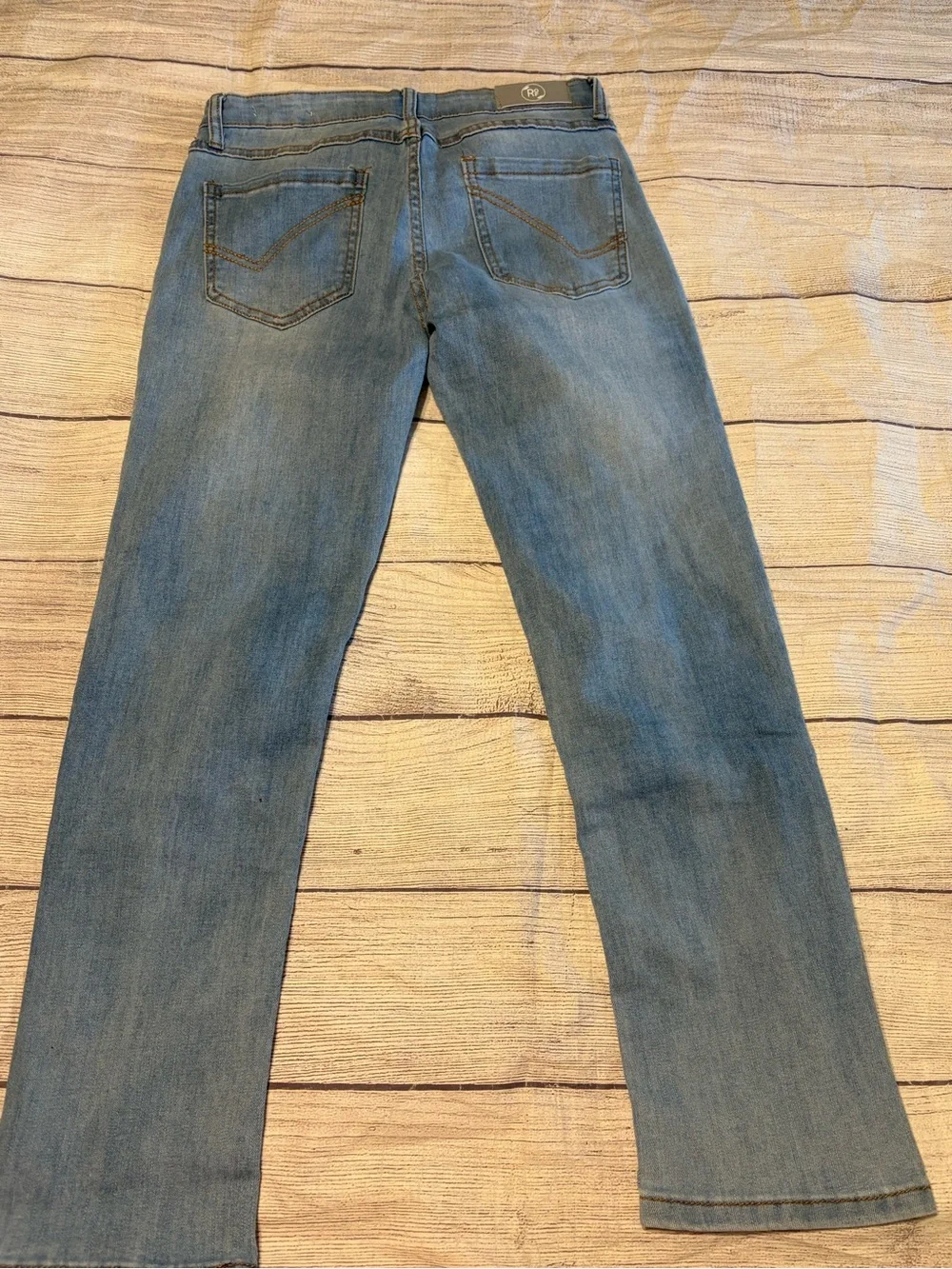 Boys Ring of Fire Light Blue Slim Straight Biker Jeans 12
